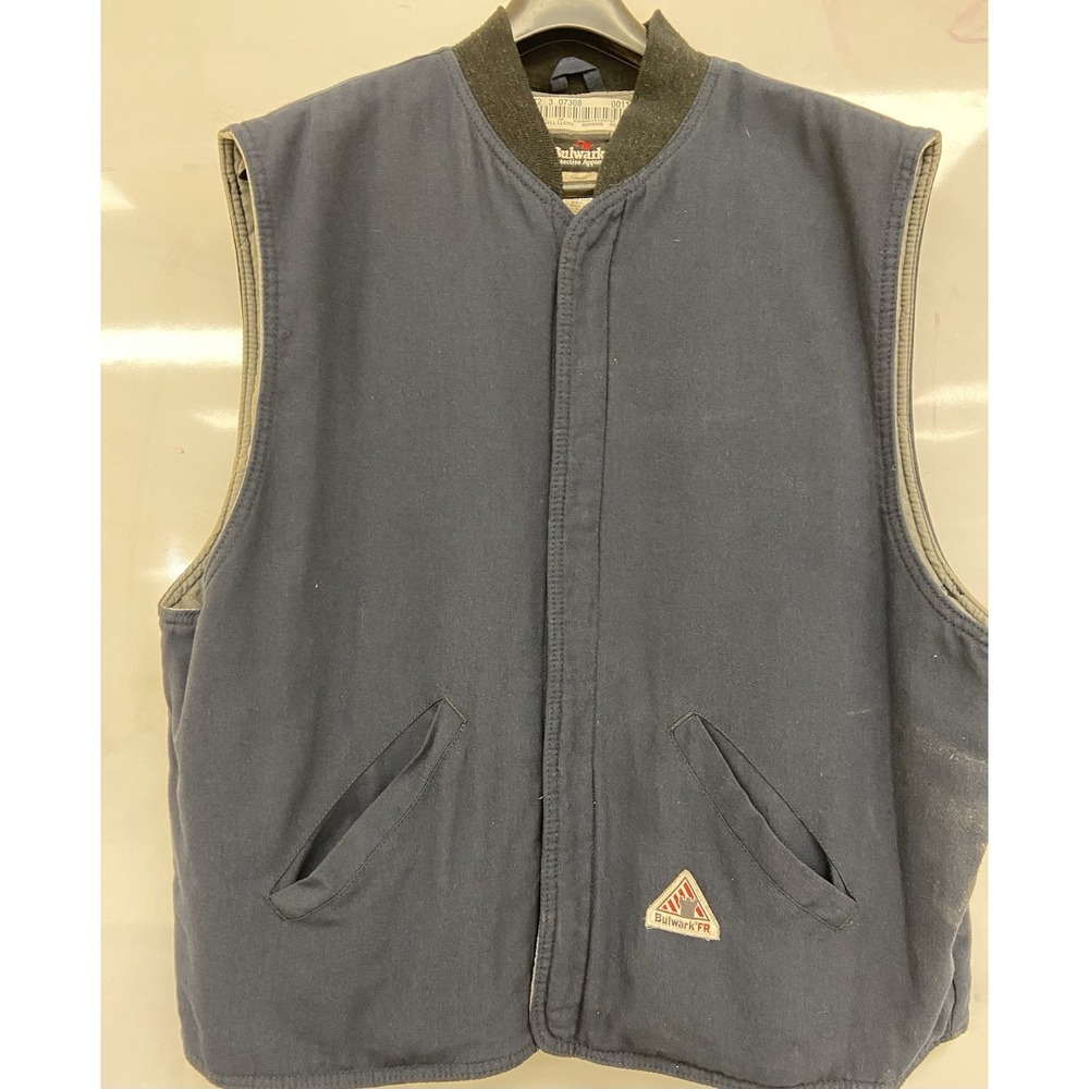 Bulwark FR 3XL Flame-Resistant Workwear Men's Insulated Vest Snap Button Navy